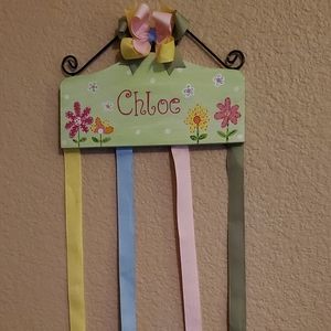 Wooden boutique hair ribbon holder